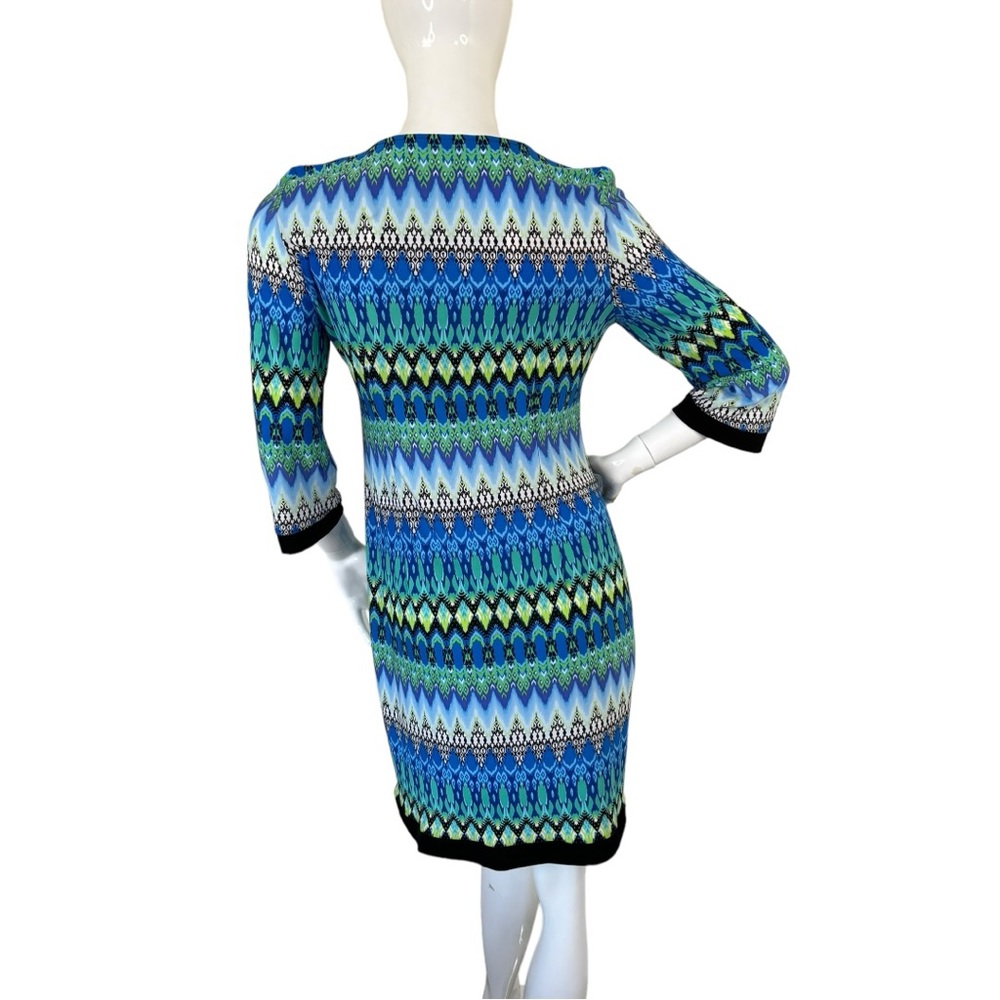 Sandra Darren Multi Color Pattern Shift Dress Str… - image 5